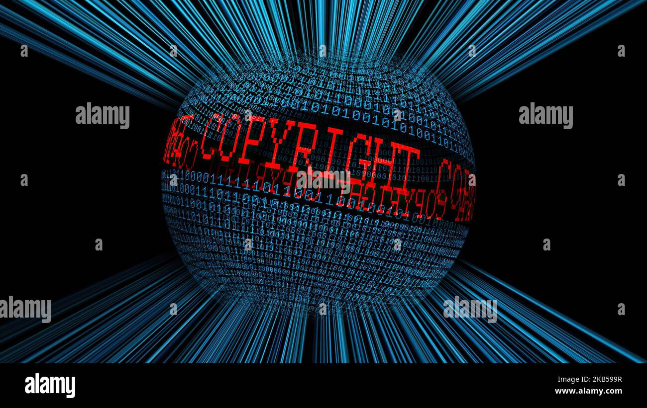 Copyright and binary data sphere concept Stock Photo - Alamy