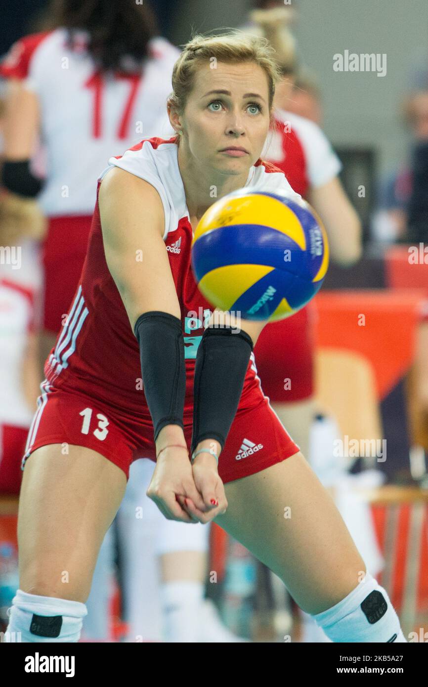 Paulina Maj-Erwardt of Poland in action during Volleyball European Championship Women, Quarter Final match between Poland and Germany on 4 September 2019 in Lodz, Poland. (Photo by Foto Olimpik/NurPhoto) Stock Photo
