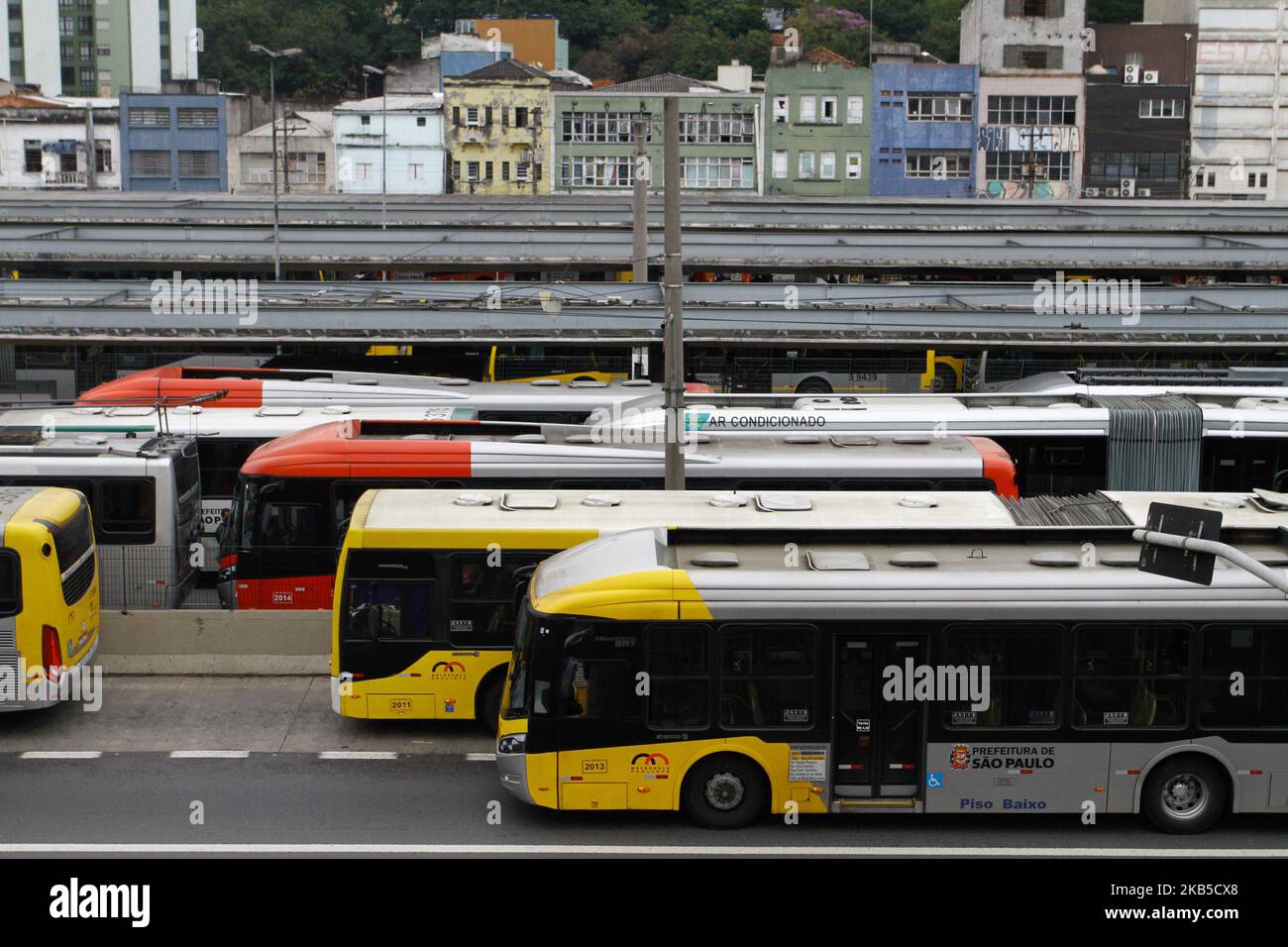 Bus drivers and bus collectors - Bus drivers and collectors strike in the city of Sao Paulo on Friday 6th September 2019. The court ruled that 70% of the fleet circulate to serve the population at peak times. The Sao Paulo Urban Road Transport Drivers and Workers Union has called a general strike of the category today in protest against the reduction of the fleet by Mayor Bruno Covas' management and the maintenance of jobs. According to the union, the city has already removed 450 vehicles from circulation and by the end of the year, another thousand would be removed from the streets. (Photo by Stock Photo