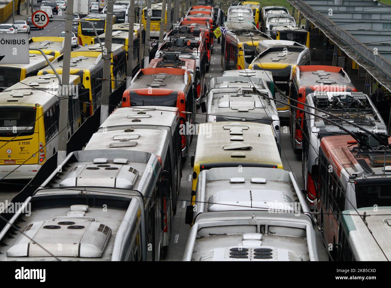 Bus drivers and bus collectors - Bus drivers and collectors strike in the city of Sao Paulo on Friday 6th September 2019. The court ruled that 70% of the fleet circulate to serve the population at peak times. The Sao Paulo Urban Road Transport Drivers and Workers Union has called a general strike of the category today in protest against the reduction of the fleet by Mayor Bruno Covas' management and the maintenance of jobs. According to the union, the city has already removed 450 vehicles from circulation and by the end of the year, another thousand would be removed from the streets. (Photo by Stock Photo