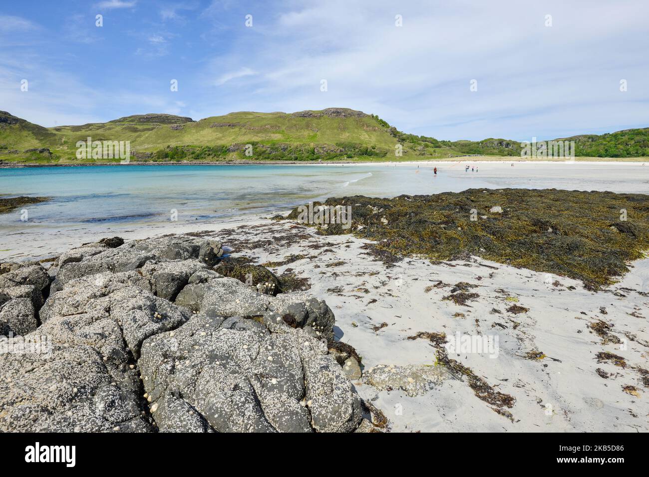 Calgary Bay Mull Scotland.  West side of Mull and famous for mass immigration to USA from here Stock Photo