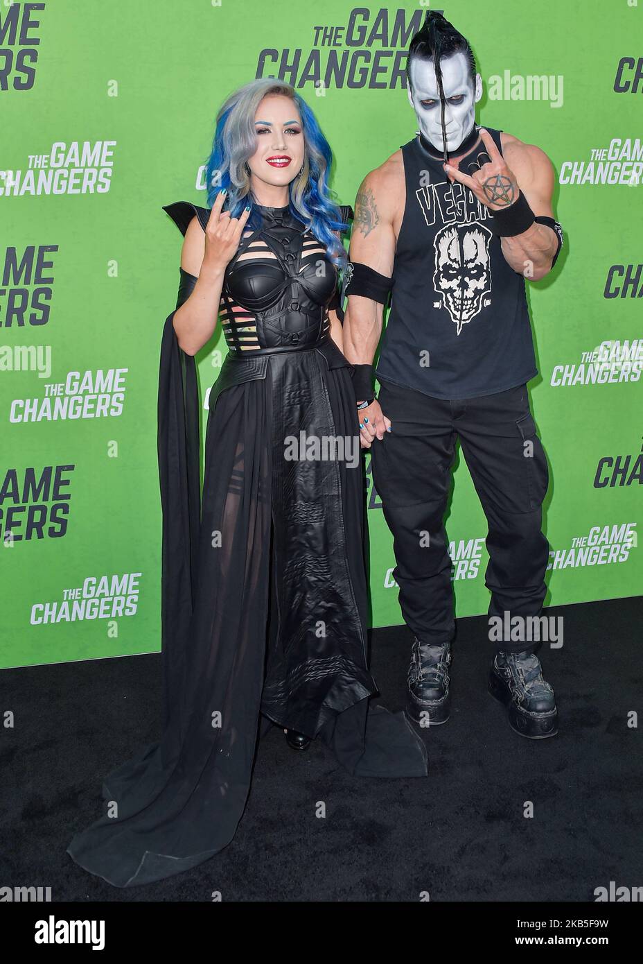 HOLLYWOOD, LOS ANGELES, CALIFORNIA, USA - SEPTEMBER 05: Alissa White-Gluz and Doyle Wolfgang von Frankenstein arrive at the Los Angeles Premiere Of 'The Game Changers' held at ArcLight Cinemas Hollywood on September 5, 2019 in Hollywood, Los Angeles, California, United States. (Photo by Image Press Agency/NurPhoto) Stock Photo