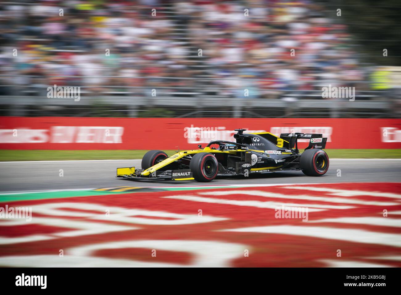 Daniel Ricciardo of Australia driving the (3) Renault Sport Formula One Team RS19 on track during the F1 Grand Prix of Italy at Autodromo di Monza on September 08, 2019 in Monza, Italy. (Photo by Marco Serena/NurPhoto) Stock Photo