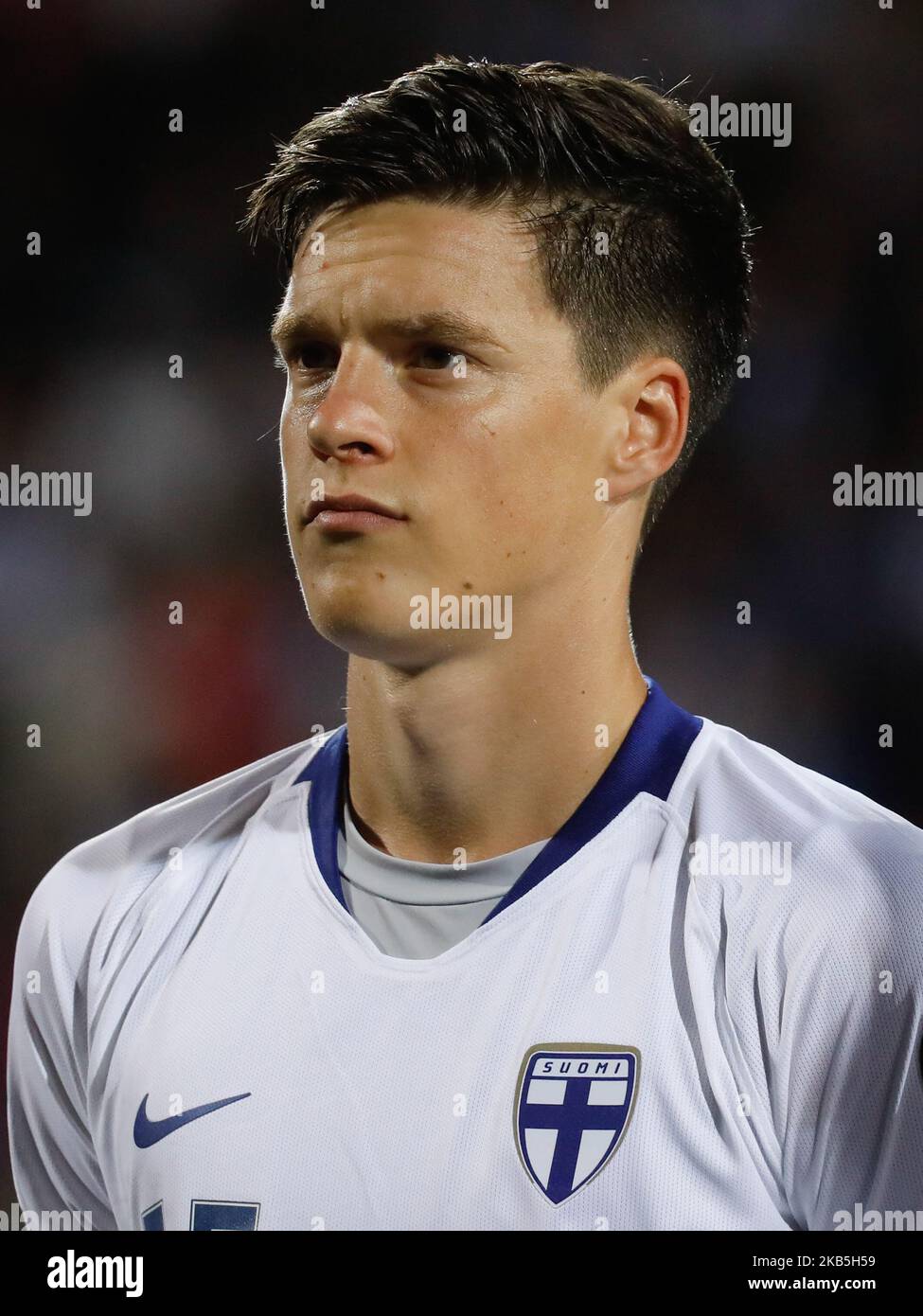 Sauli Vaisanen of Finland looks on during UEFA Euro 2020 qualifying match between Finland and Italy on September 8, 2019 at Ratina Stadium in Tampere, Finland. (Photo by Mike Kireev/NurPhoto) Stock Photo