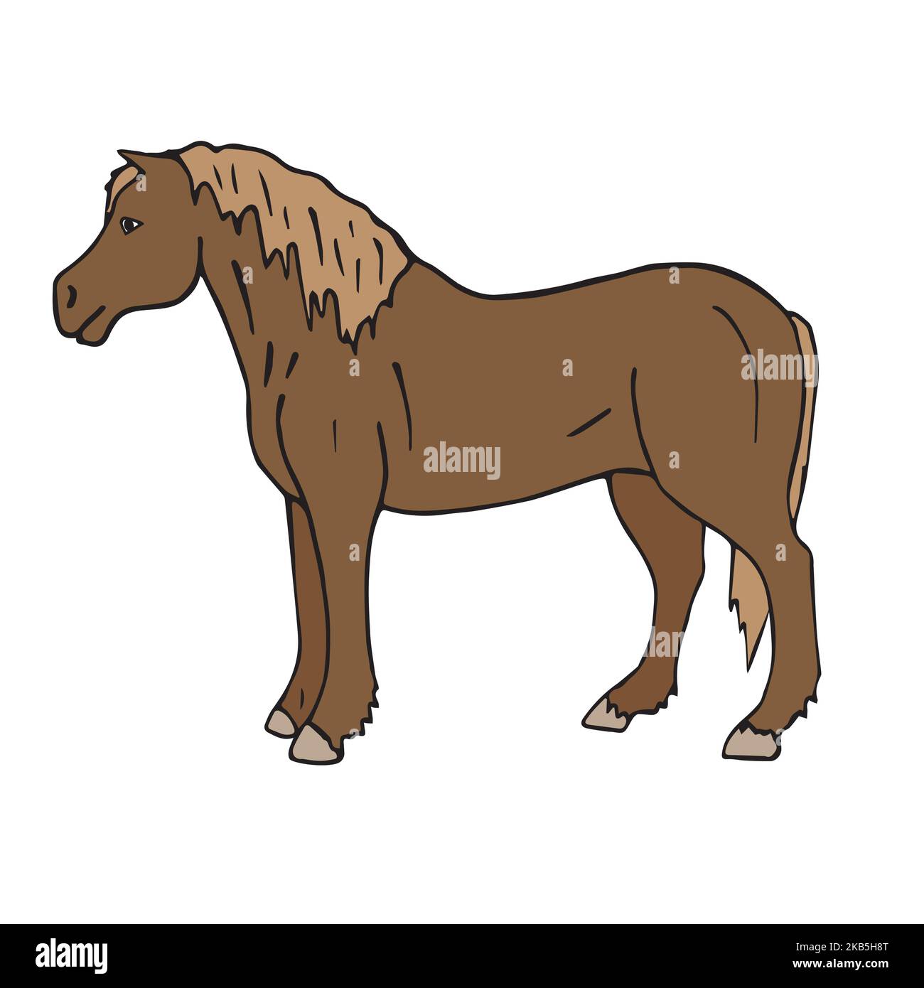 Vector hand drawn doodle sketch colored draft horse isolated on white