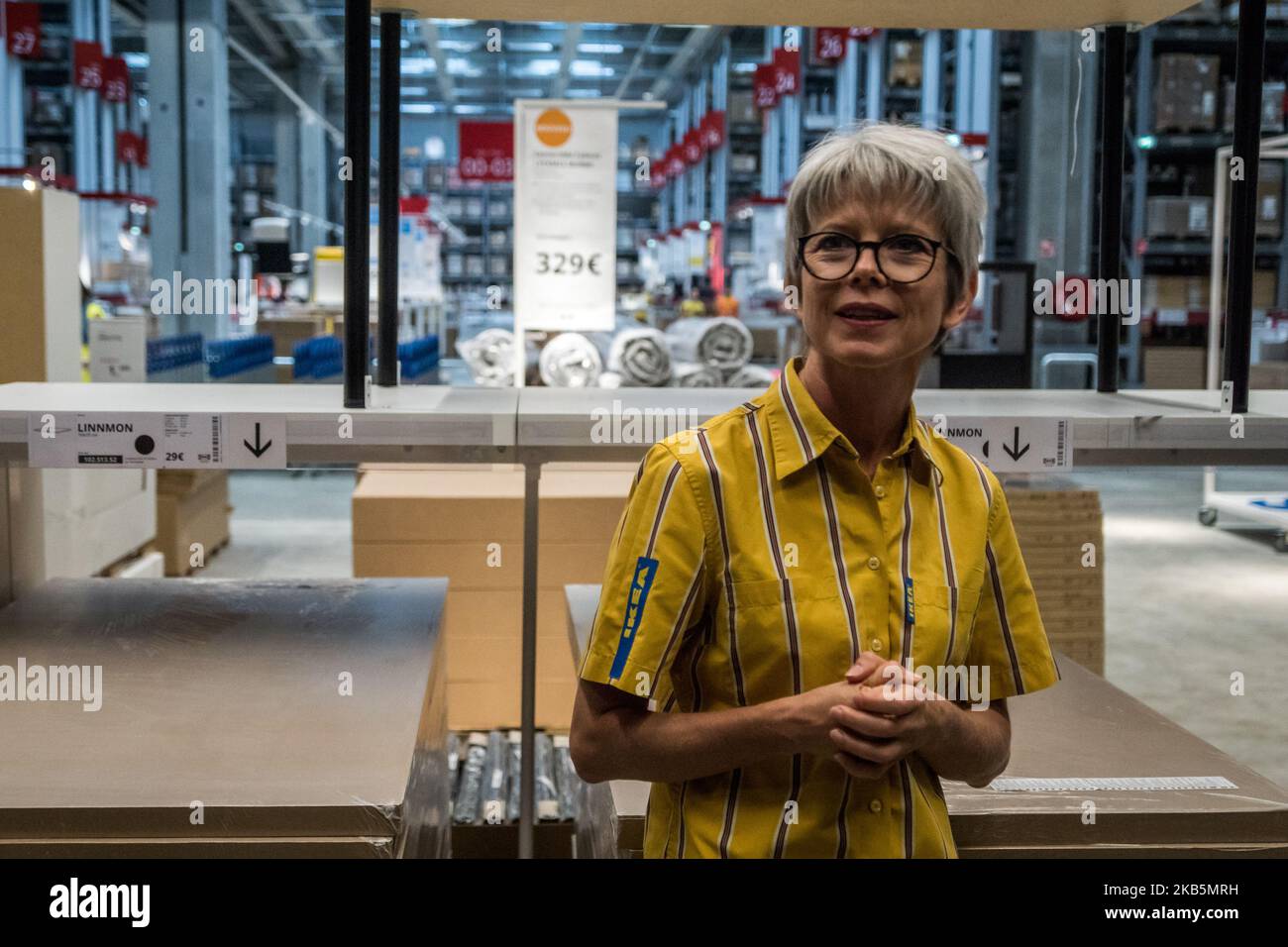 Ikea store manager Catherine Arnoux attends inauguration of the Ikea store in the Grand Lyon Parilly area in Venissieux near Lyon, France, on September 10, 2019. (Photo by Nicolas Liponne/NurPhoto) Stock Photo