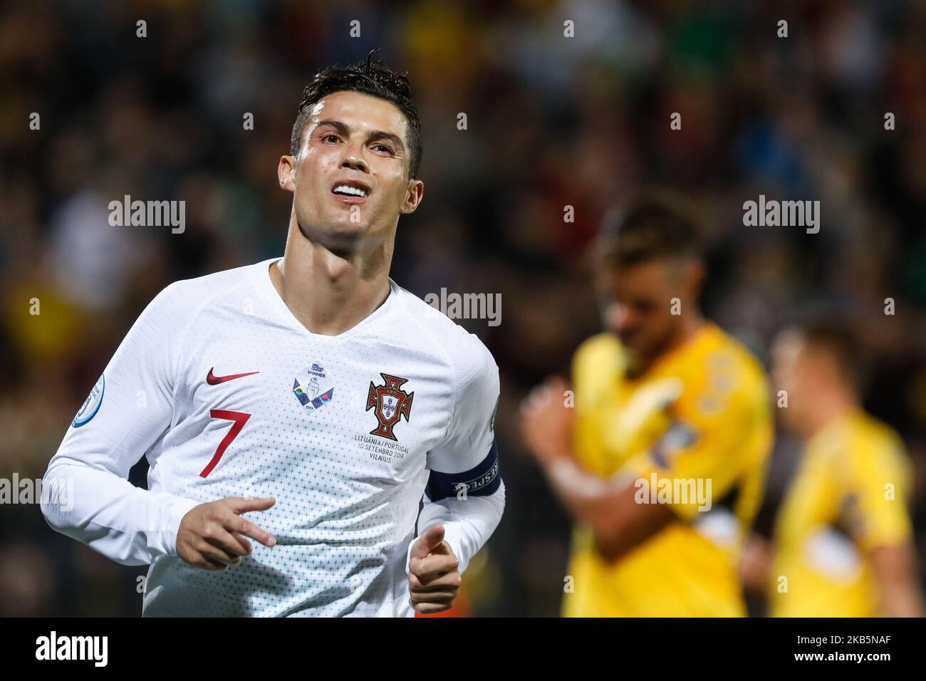 Cristiano Ronaldo of Portugal during the UEFA Euro 2020 qualifying match  between Lithuanua and Portugal on September 10, 2019 at LFF Stadium in  Vilnius, Lithuania. (Photo by Mike Kireev/NurPhoto Stock Photo - Alamy