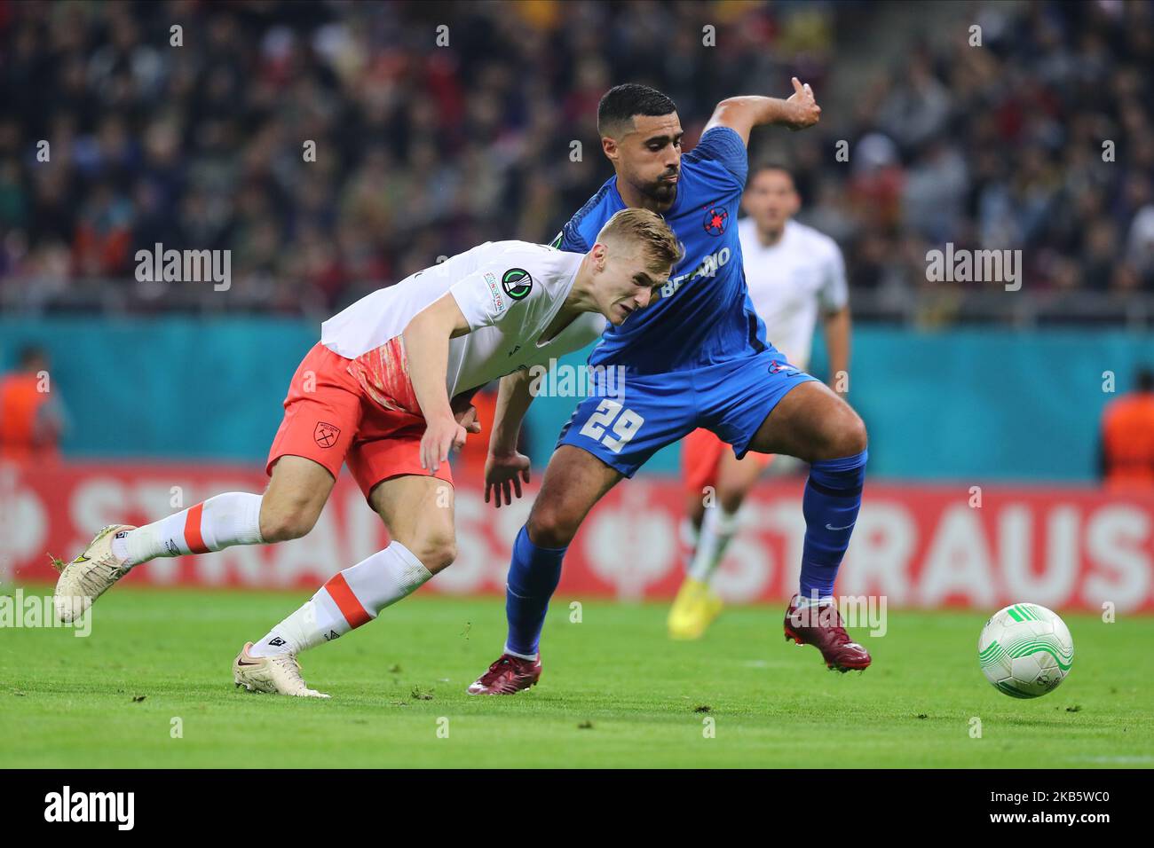 Bucharest Romania 03rd Nov 2022 Flynn Downes And Rachid Bouhenna During The Uefa Europa 