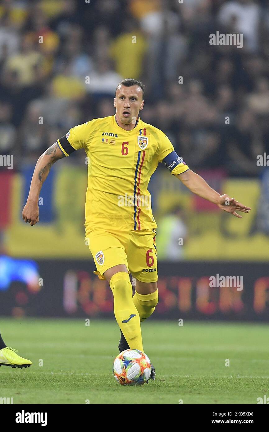Romania's Vlad Chiriches in action during the UEFA EURO 2020 group F qualifying football match Romania vs Spain at Arena Nationala on September 05, 2019 in Bucharest, Romania. (Photo by Alex Nicodim/NurPhoto) Stock Photo