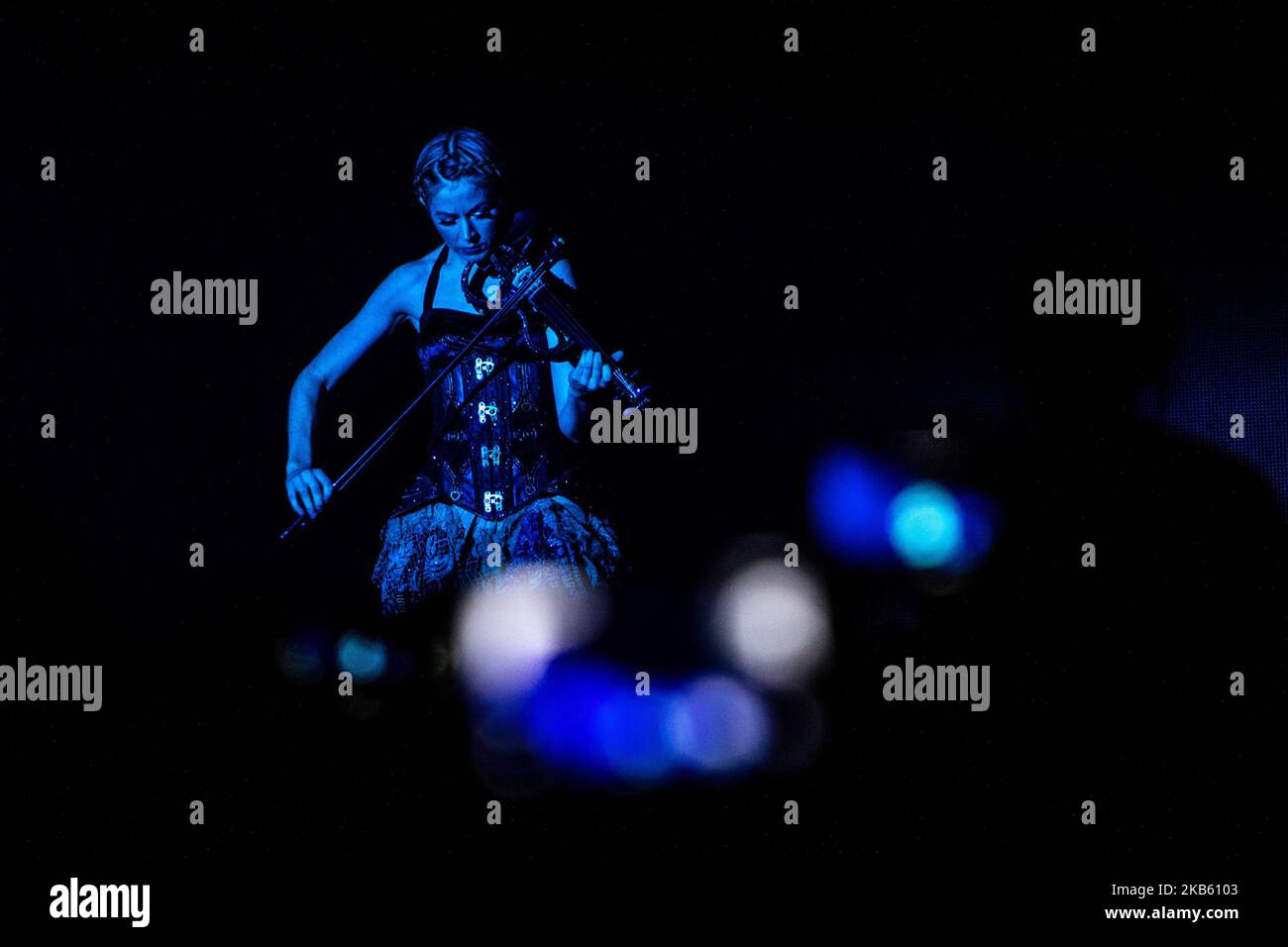 American violinist, singer and songwriter Lindsey Stirling performs live at Alcatraz in Milano, Italy, on September 14 2019. Lindsey Stirling has been named in Forbes magazine's 30 Under 30 In Music: The Class Of 2015. Forbes notes her quarter-finalist position on America's Got Talent season five in 2010, a No. 2 position on the Billboard 200 for her second album Shatter Me in 2014, and her 11 million subscribers on YouTube. (Photo by Mairo Cinquetti/NurPhoto) Stock Photo