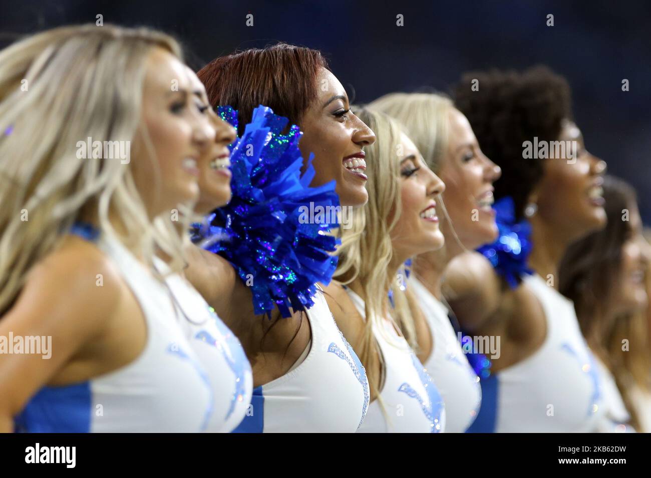Lions cheerleaders perform during the second half of an NFL football game against the Los Angeles Chargers in Detroit, Michigan USA, on Sunday, September 15, 2019. (Photo by Amy Lemus/NurPhoto) Stock Photo