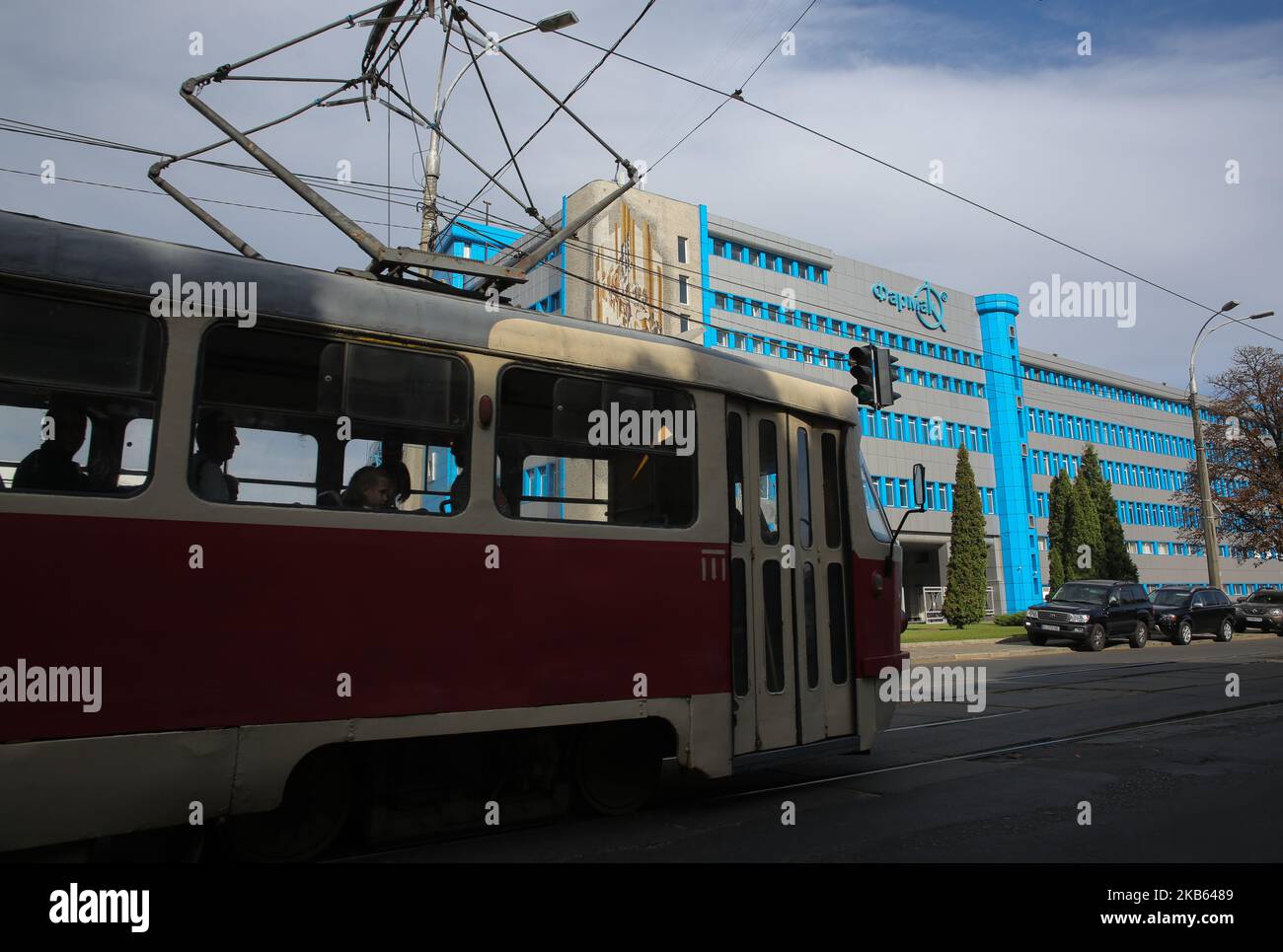 Farmak SAP medicine factory is seen in Kyiv, Ukraine, September 16,2019. Moldova blames Ukrainian Farmak Company involved in Insulin Fraud (Photo by Sergii Kharchenko/NurPhoto) Stock Photo