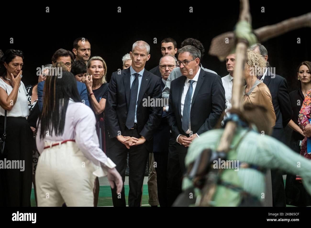 Minister of Culture Franck Riester visits the exhibition at the 15th Biennial of Contemporary Art in Lyon, France, on 17 September 2019. (Photo by Nicolas Liponne/NurPhoto) Stock Photo