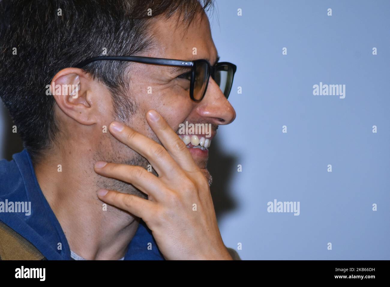 Actor Gael Garcia Bernal speaks during a press conference to announce that 'Ambulante' presents the platform 'Reconstructions' on the occasion of the second anniversary of the earthquakes of September 17, 19 and 23 of 2017, preserves the reconstruction with the project 'Let's raise Mexico in communities affected by the Earthquakes' an initiative that managed to raise 1,672,440.82 Dollars for the benefit of the most affected communities at Centro Cultural de España en México on September 17, 2019 in Mexico City, Mexico (Photo by Eyepix/NurPhoto) Stock Photo