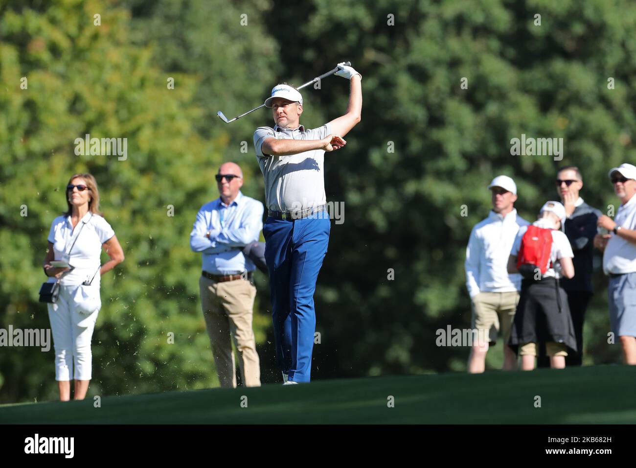 Ian Poulter lets fly during the BMW PGA Championship Pro Am at Wentworth Club, Virginia Water on Wednesday 18th September 2019. (Photo by Jon Bromley/MI News/NurPhoto) Stock Photo