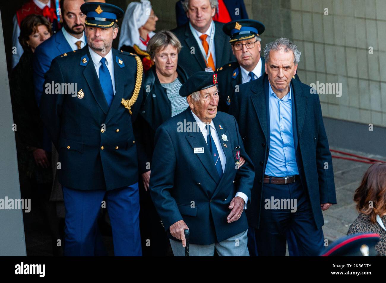 WWII veteran, Ben Roelofs is seen arriving to the 75th anniversary of the Battle of Arnhem ceremony, in Arnhem on September 20th, 2019. (Photo by Romy Arroyo Fernandez/NurPhoto) Stock Photo