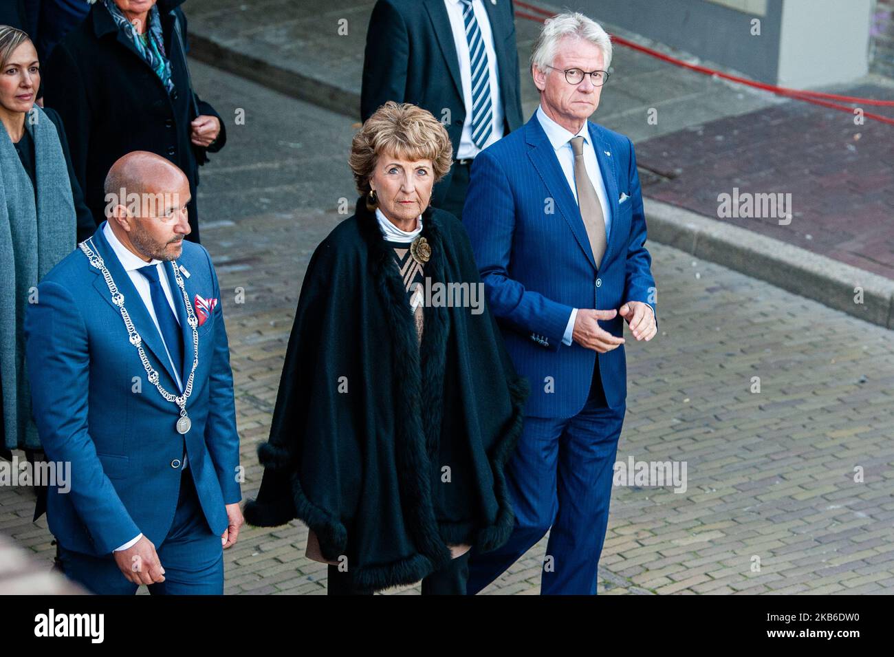 Princess Margriet of the Netherlands and Mayor of Arnhem, Ahmed Marcouch are seen arriving to the 75th anniversary of the Battle of Arnhem ceremony, in Arnhem on September 20th, 2019. (Photo by Romy Arroyo Fernandez/NurPhoto) Stock Photo