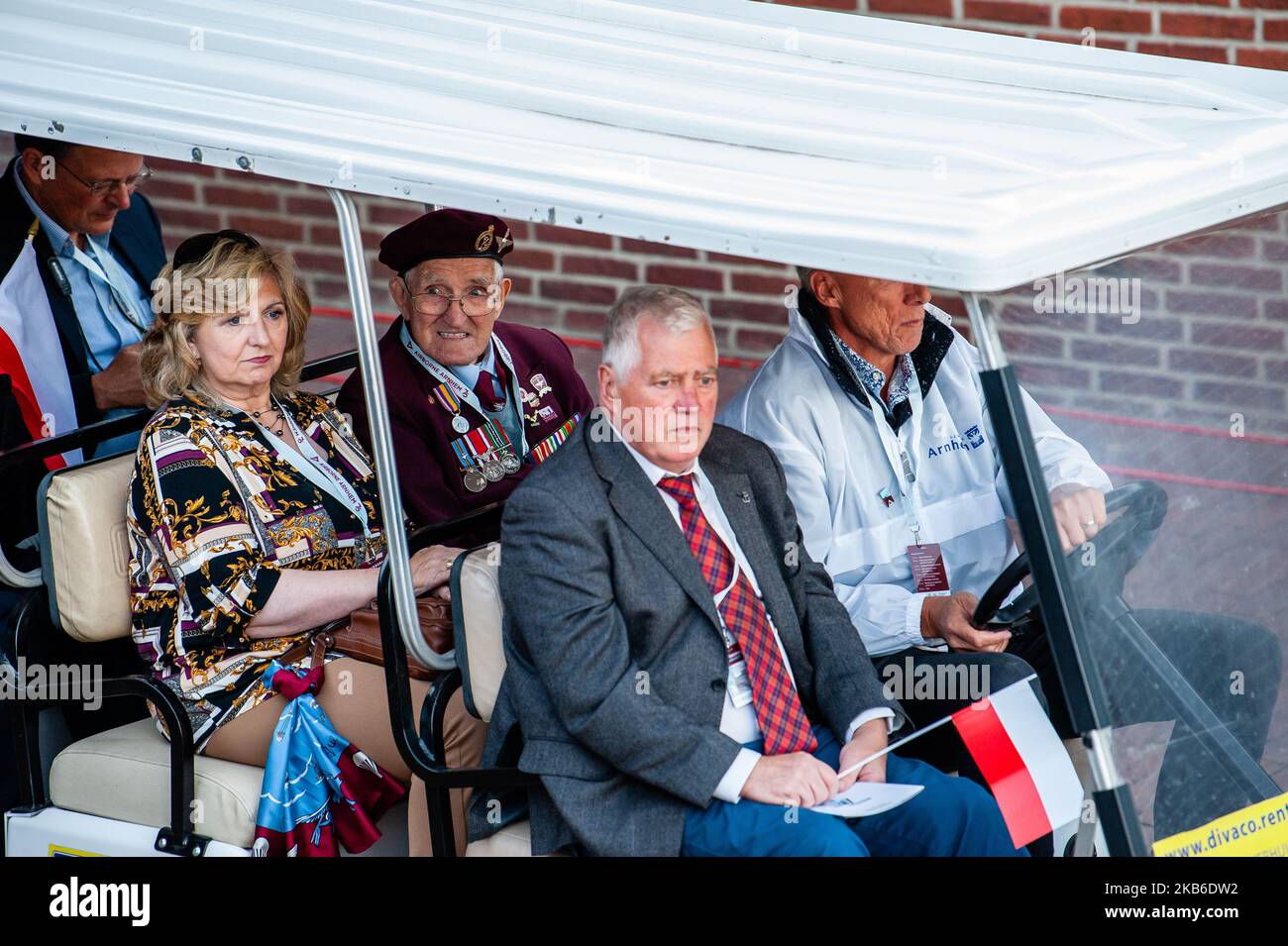 WWII veterans are seen arriving to the 75th anniversary of the Battle of Arnhem ceremony, in Arnhem on September 20th, 2019. (Photo by Romy Arroyo Fernandez/NurPhoto) Stock Photo