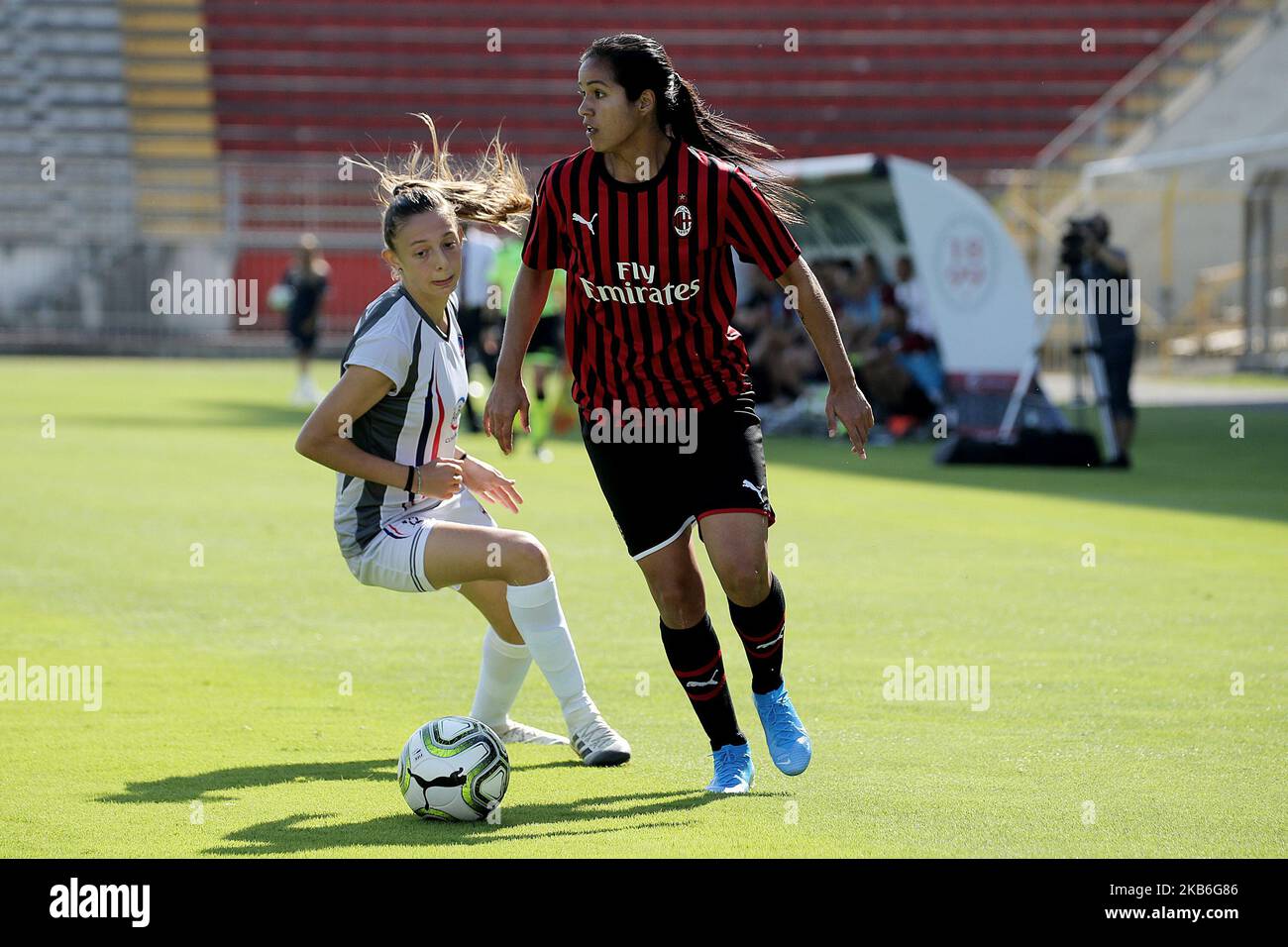 Lady Patricia Andrade Rodriguez of AC Milan in action during the Women Serie A match between AC Milan and Orobica at Stadio Brianteo on September 21, 2019 in Monza, Italy. (Photo by Giuseppe Cottini/NurPhoto) Stock Photo