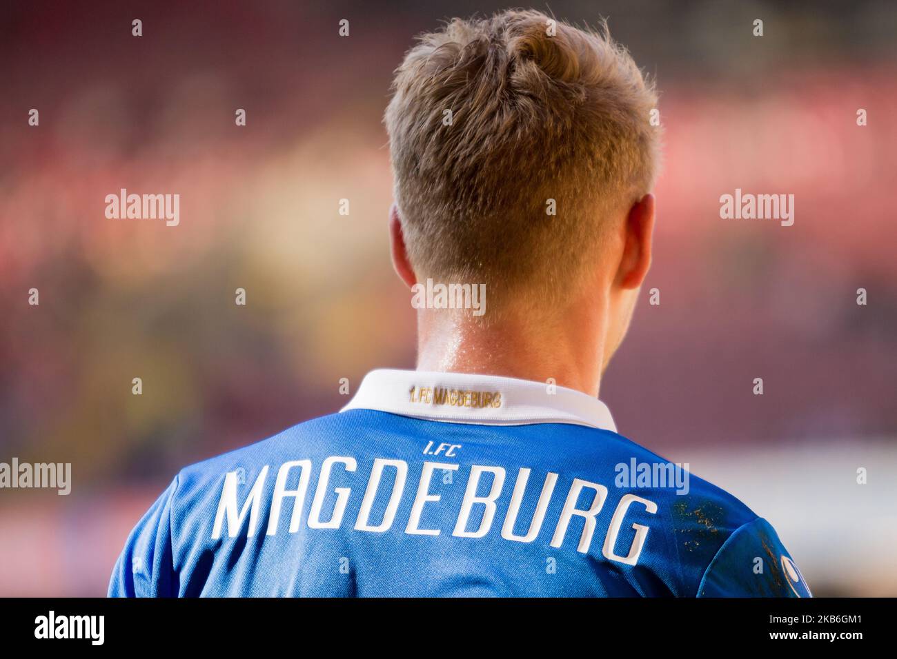 Trikot of 1. FC Magdeburg during the 3. Bundesliga match between 1. FC Kaiserslautern and 1. FC Magdeburg at the Fritz-Walter-Stadium on September 21, 2019 in Kaiserslautern, Germany. (Photo by Peter Niedung/NurPhoto) Stock Photo
