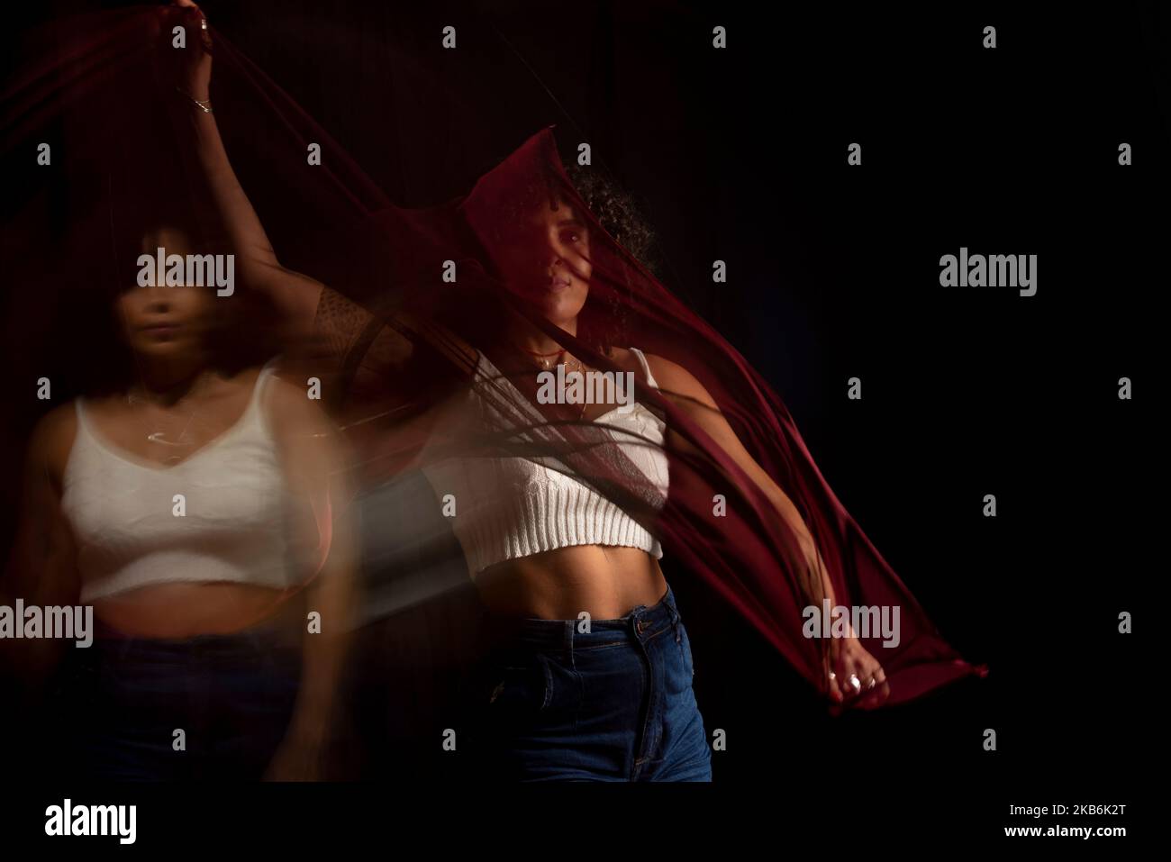 Moving Rags Time lapse view of woman moving a rag. Long exposure, motion blur ...