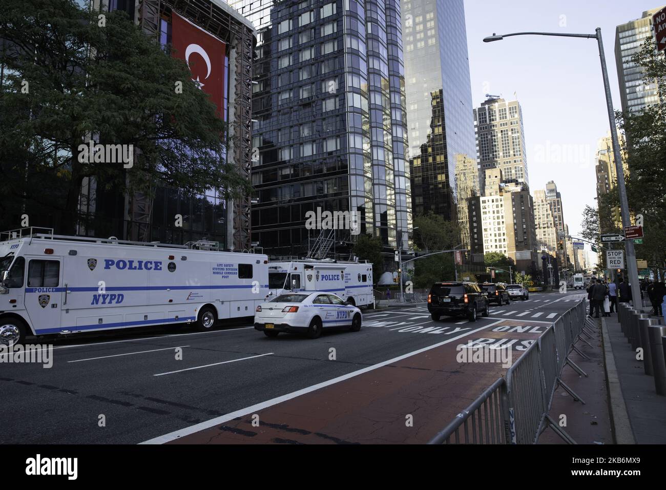 NYPD Mobile Command Posts outside the United Nations Headquarters ahead