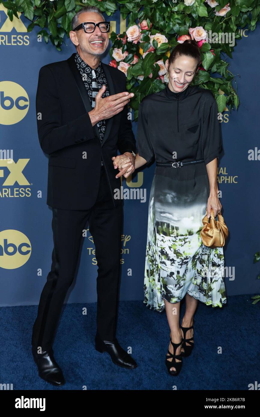 LOS ANGELES, CALIFORNIA, USA - SEPTEMBER 22: Jeff Goldblum and Emilie Livingston arrive at the Walt Disney Television 2019 EMMY Award Post Party held at Otium on September 22, 2019 in Los Angeles, California, United States. (Photo by David Acosta/Image Press Agency/NurPhoto) Stock Photo