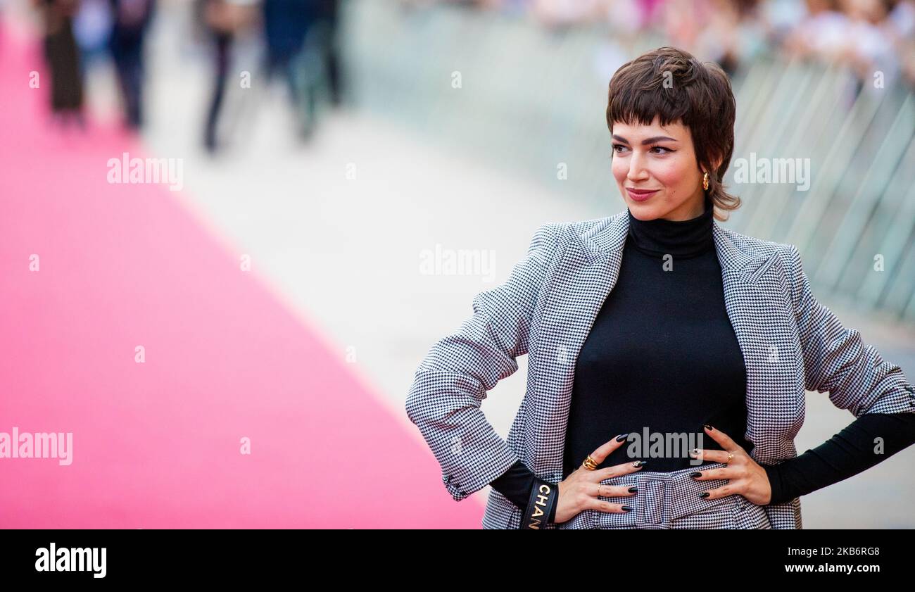 Ursula Corbero attends the 'La Odisea de Los Giles (Heroic Losers)' Premiere during the 67th San Sebastian Film Festival in the northern Spanish Basque city of San Sebastian on September 23, 2019. (Photo by Manuel Romano/NurPhoto) Stock Photo