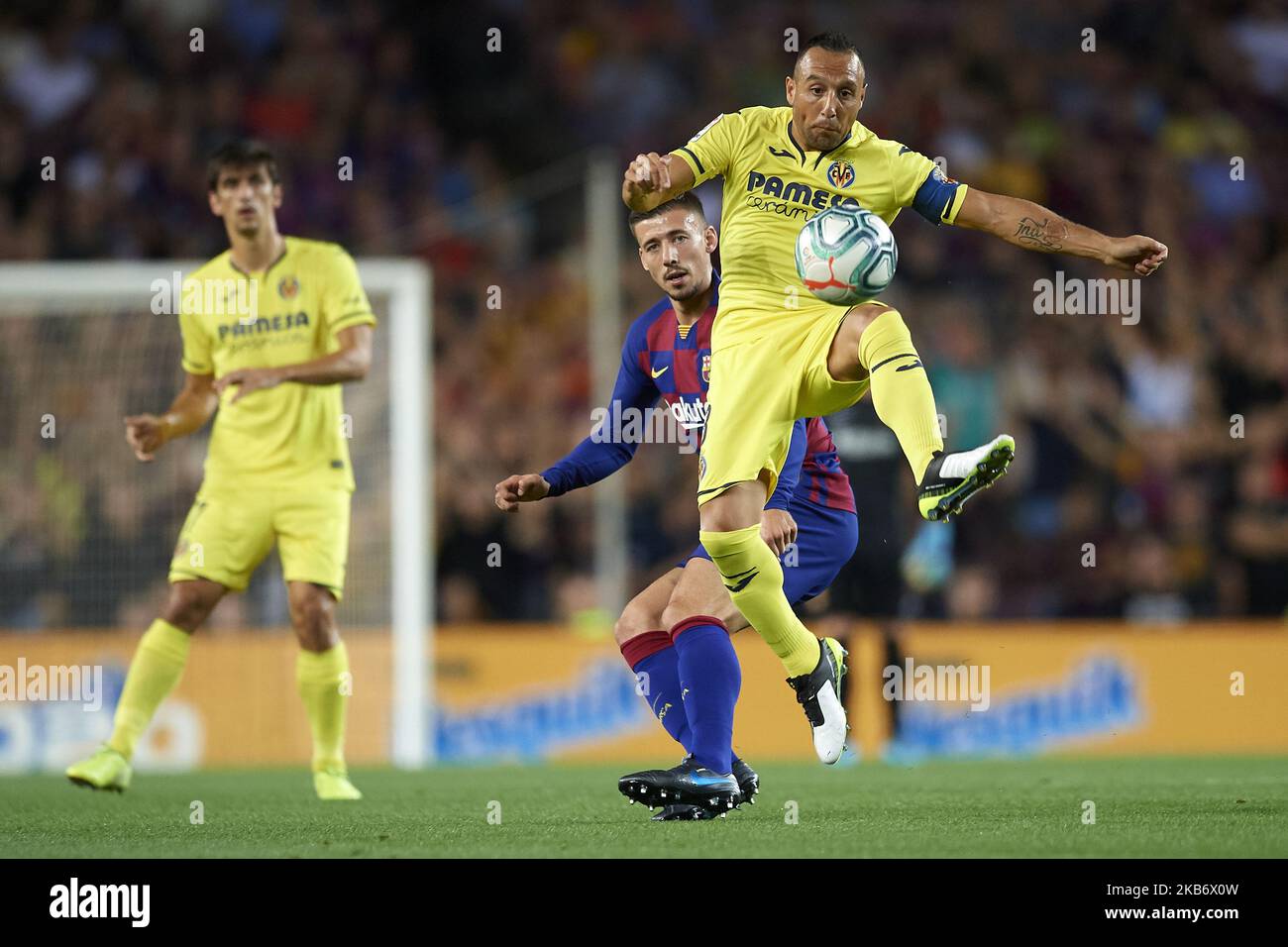 Santi Cazorla of Villarreal in action during the Liga match between FC Barcelona and Villarreal CF at Camp Nou on September 24, 2019 in Barcelona, Spain. (Photo by Jose Breton/Pics Action/NurPhoto) Stock Photo