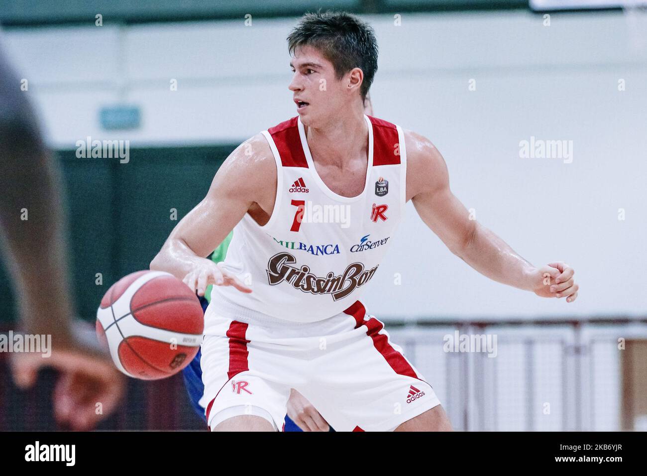 Leonardo candi of grissin bon reggio emilia basketball hires stock