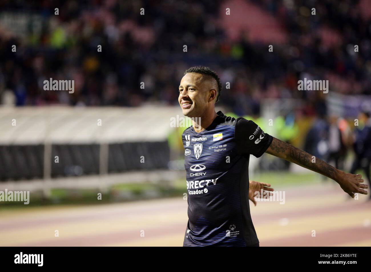 Gabriel Torres of Independiente del Valle during the second leg semifinal match between Independiente del Valle and Corinthians at Olimpico Atahualpa Stadium on September 25, 2019 in Quito, Ecuador. (Photo by Steven Silva/Agencia Press South) Stock Photo