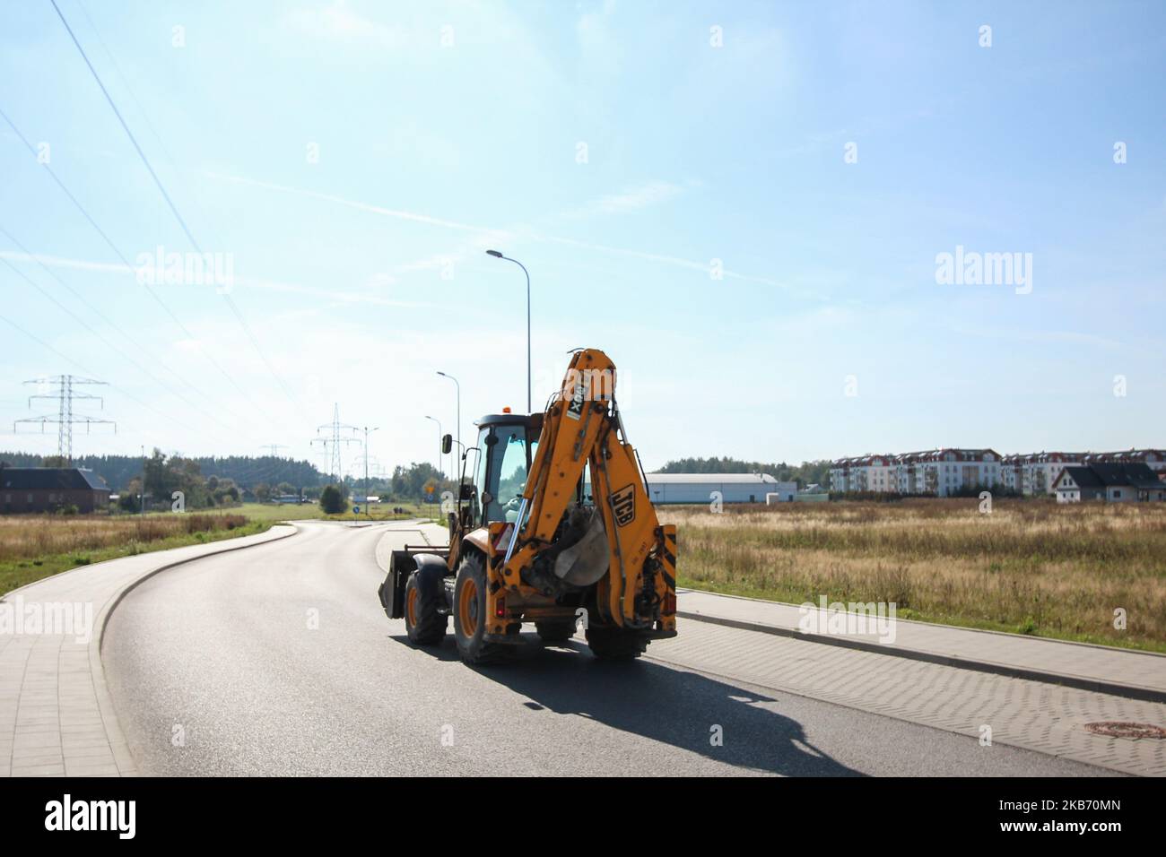 JCB (J.C. Bamford Excavators Limited) backhoe loader is seen in Gdansk, Poland on 24 September 2019 (Photo by Michal Fludra/NurPhoto) Stock Photo