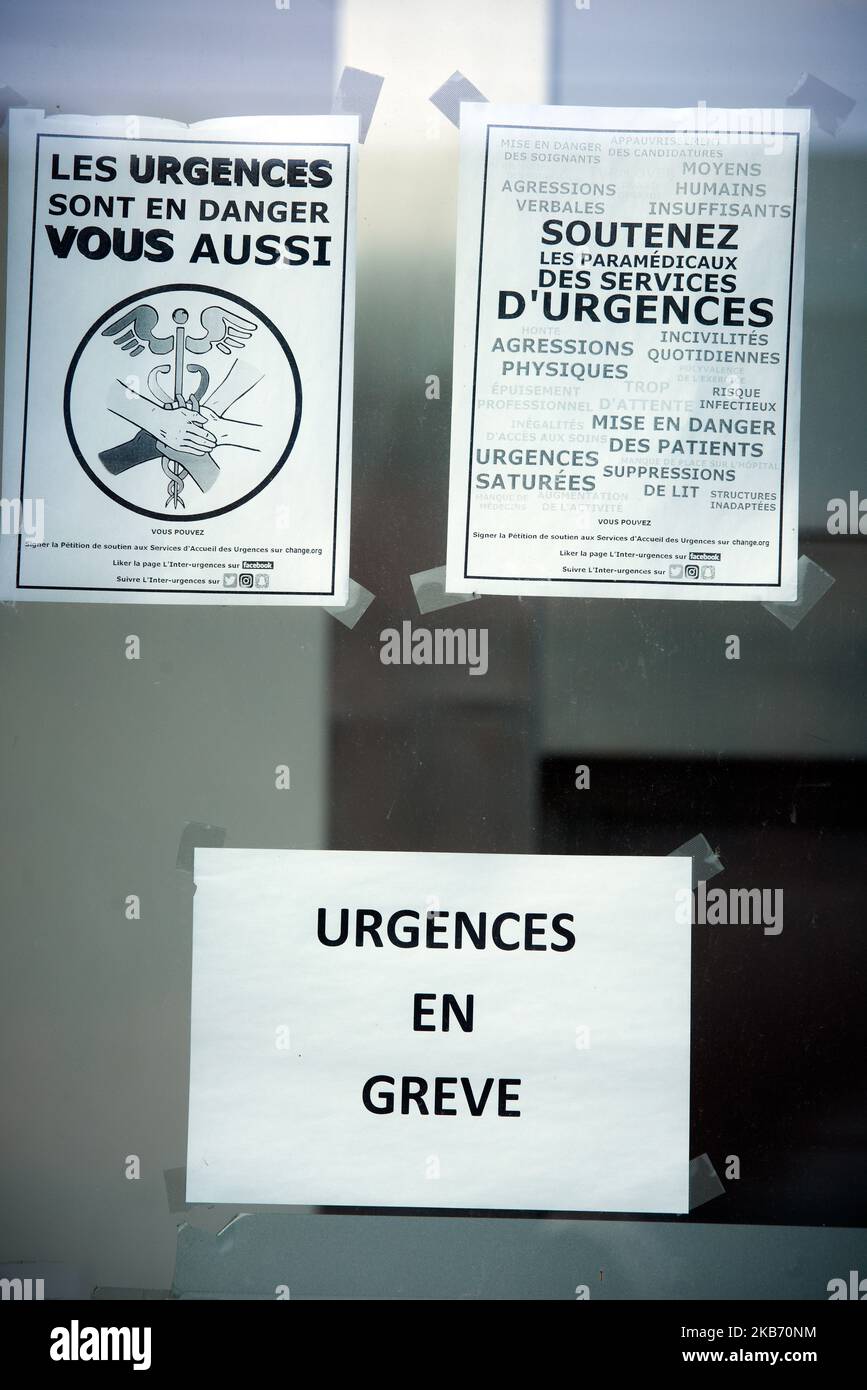 Sheets on the emergency services of the Purpan hospital read 'Emergency