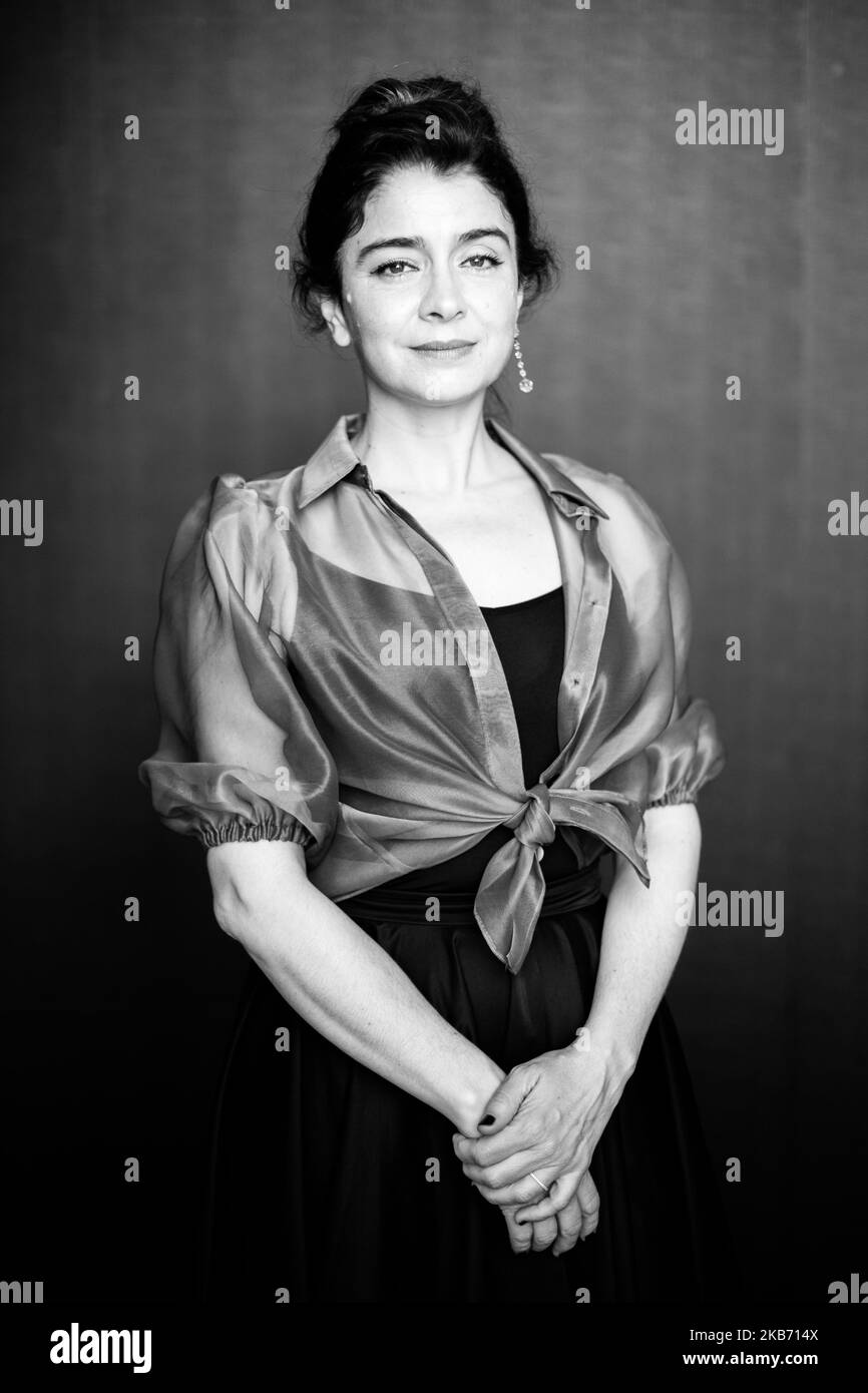 (EDITOR’S NOTE: Image was converted to black and white) Érica Rivas poses during 67th San Sebastian Film Festival on September 26, 2019 in San Sebastian, Spain. (Photo by Manuel Romano/NurPhoto) Stock Photo
