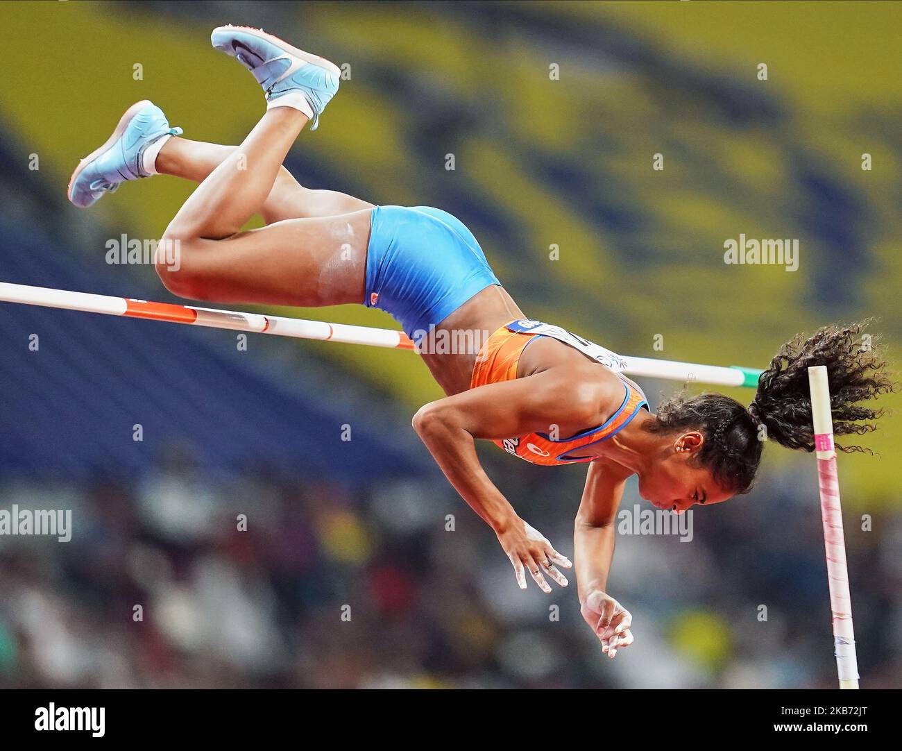 Killiana Heymans of Netherlands competing in pole vault for women