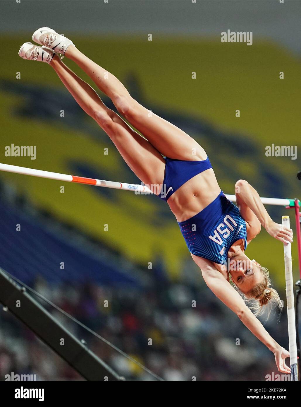 Katie Nageotte of United States competing in pole vault for women