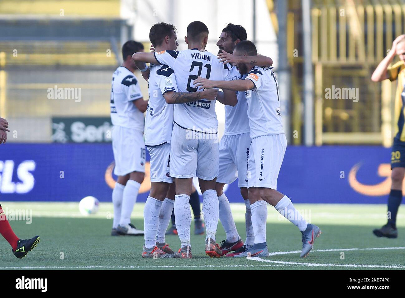 Players of AS Cittadella Celebrate during the Serie B match between Juve Stabia and AS Cittadella at Stadio Romeo Menti Castellammare di Stabia Italy on 28 September 2019. (Photo Franco Romano) Stock Photo