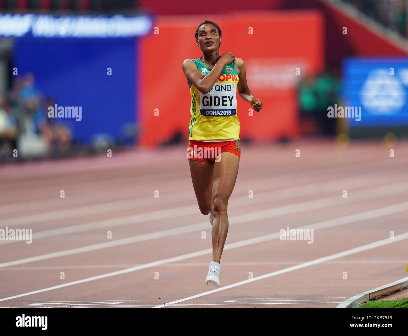 Letesenbet Gidey of Ethiopia winning silver in the 10000 meter for