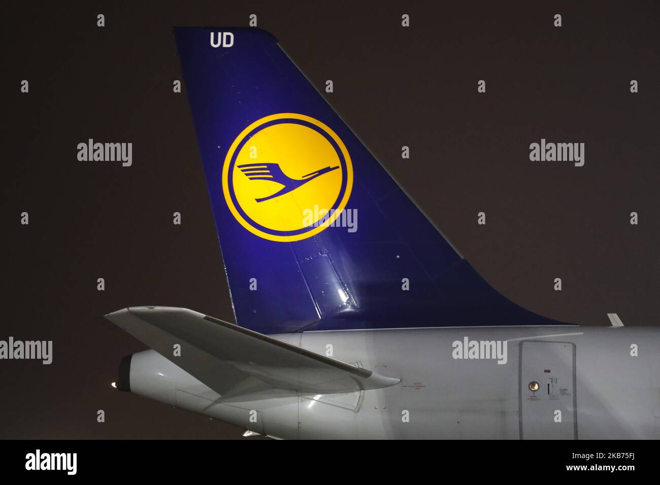 Lufthansa logo is seen on Airbus A320 in Berlin, Germany on 25th September, 2019. (Photo by Beata Zawrzel/NurPhoto) Stock Photo