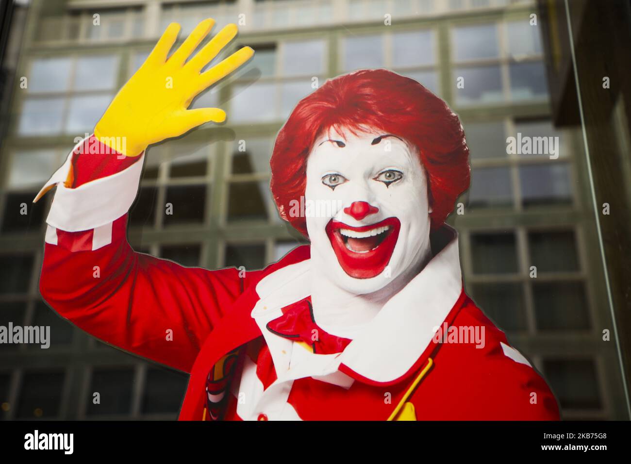 Ronald McDonald's sticker is seen in Berlin, Germany on 26th September