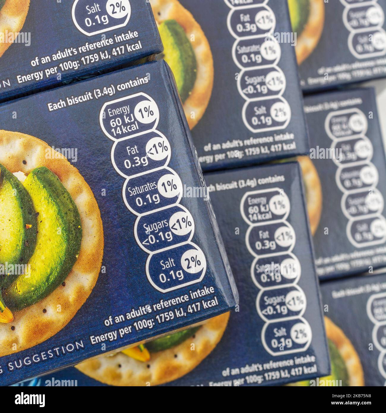 Close shot of nutrition label on a packet of Carr's Table Water