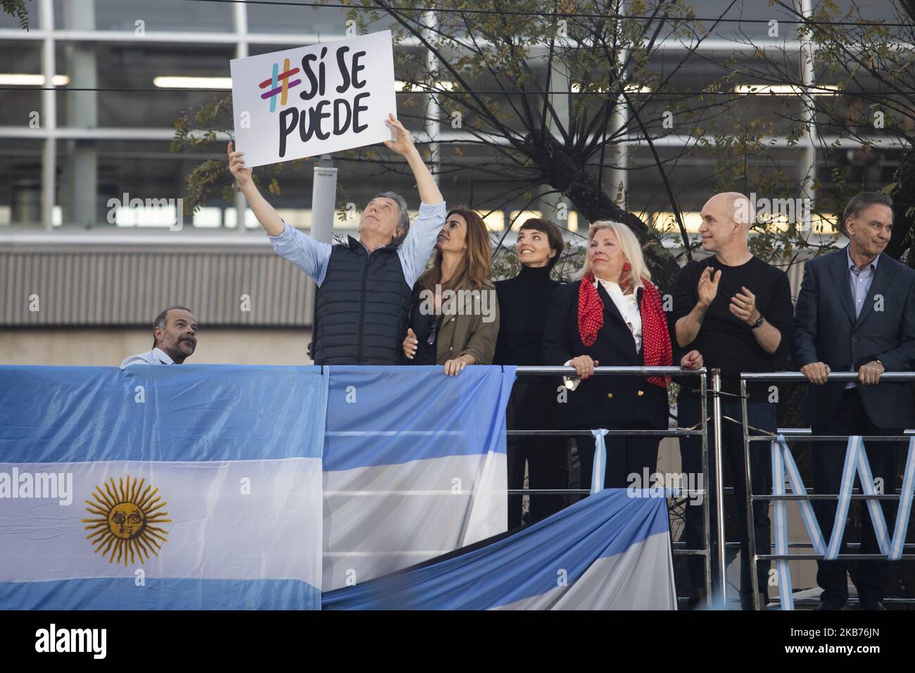 President of Argentina Mauricio Macri speaks during an event called 'Si Se Puede' (Yes we can) to relaunch the campaign towards the October presidential elections at Barrancas de Belgrano on September 28, 2019 in Buenos Aires, Argentina. (Photo by Matías Baglietto/NurPhoto) Stock Photo