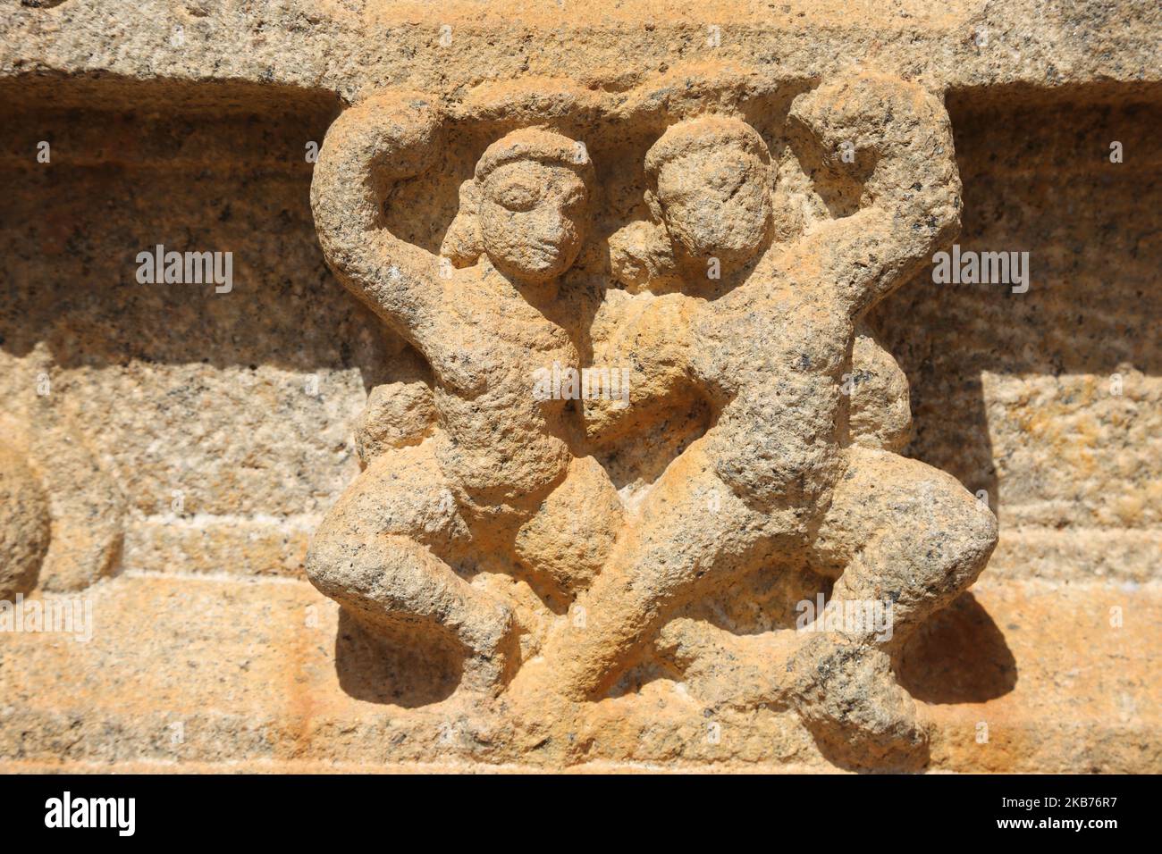 Figures of Hindu deities adorn the Brihadeeswarar Temple (also known as Brihadisvara Temple, Brihadishvara Temple, Big temple, RajaRajeswara Temple, Rajarajeswaram and Peruvudayar Temple) is a Hindu temple dedicated to Lord Shiva located in Thanjavur, Tamil Nadu, India. The temple is one of the largest temples in India and is an example of Dravidian architecture built during the Chola period by Raja Raja Chola I and completed in 1010 CE. The temple is over 1000 years old and is part of the UNESCO World Heritage Site known as the 'Great Living Chola Temples', comprising of the Brihadeeswarar Te Stock Photo