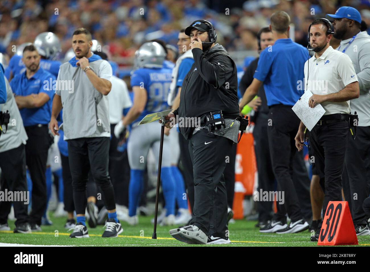 Detroit Lions head coach Matt Patricia is seen during the first half of an NFL football game against the Kansas City Chiefs in Detroit, Michigan USA, on Sunday, September 29, 2019 (Photo by Jorge Lemus/NurPhoto) Stock Photo
