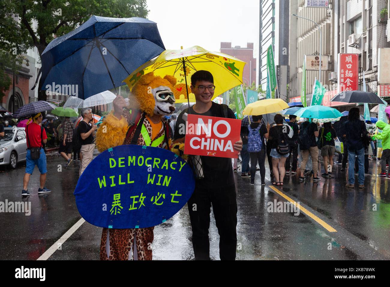 during a protest on September 29, 2019, in support of Hong Kong Protesters, in Taiwan. (Photo by Jose Lopes Amaral/NurPhoto) Stock Photo