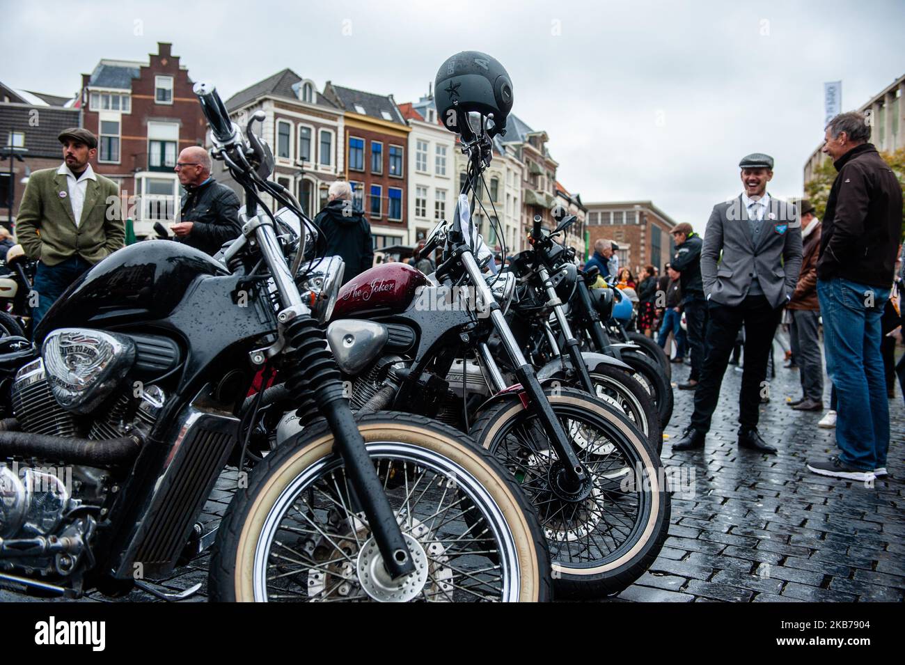 The Distinguished Gentleman's Ride Was Held In Nijmegen, Netherlands, on September 29, 2019. The Distinguished Gentleman's Ride unites classic and vintage style motorcycle riders all over the world to raise funds and awareness for prostate cancer research and men's mental health. (Photo by Romy Arroyo Fernandez/NurPhoto) Stock Photo