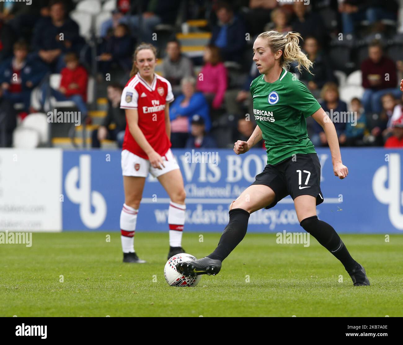 Megan Connolly of Brighton and Hove Albion WFC during Barclay's FA Women's Super League match between Arsenal Women and Brighton and Hove Albion Women at Meadow Park Stadium on September 29, 2019 in Boreham wood, England (Photo by Action Foto Sport/NurPhoto) Stock Photo