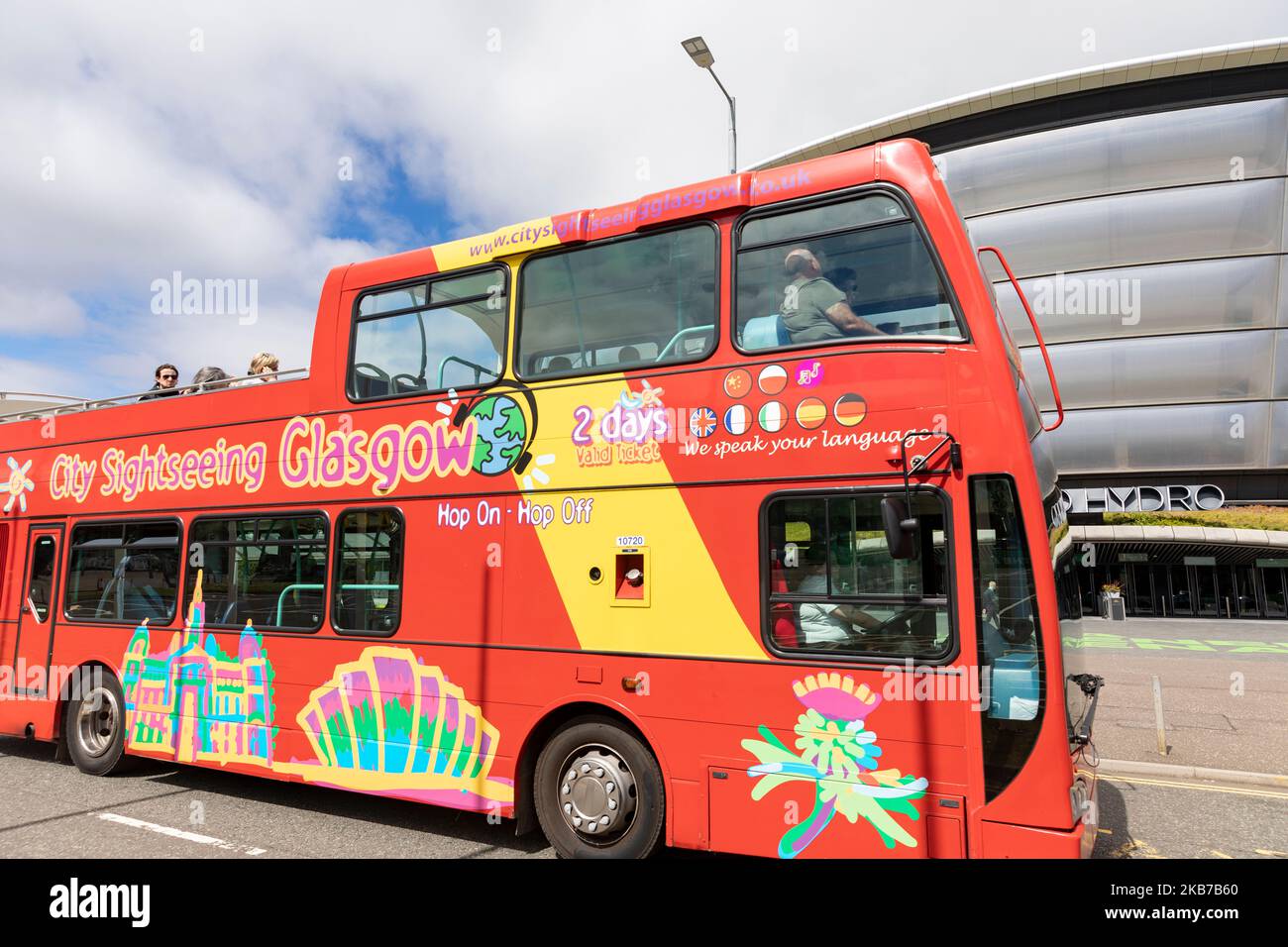 Glasgow city sightseeing double decker tour bus in the city centre