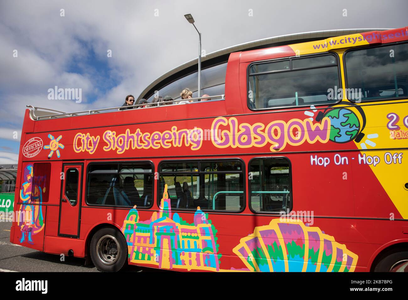 Glasgow city sightseeing double decker tour bus in the city centre