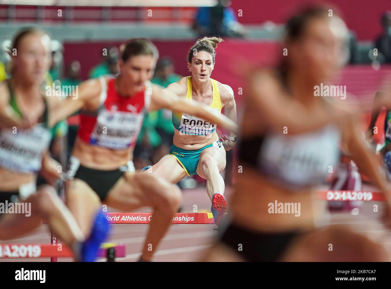 Lauren Boden of Australia !! competing in the 400 meter hurdles for women during the 17th IAAF World Athletics Championships at the Khalifa Stadium in Doha, Qatar on October 1, 2019. (Photo by Ulrik Pedersen/NurPhoto) Stock Photo